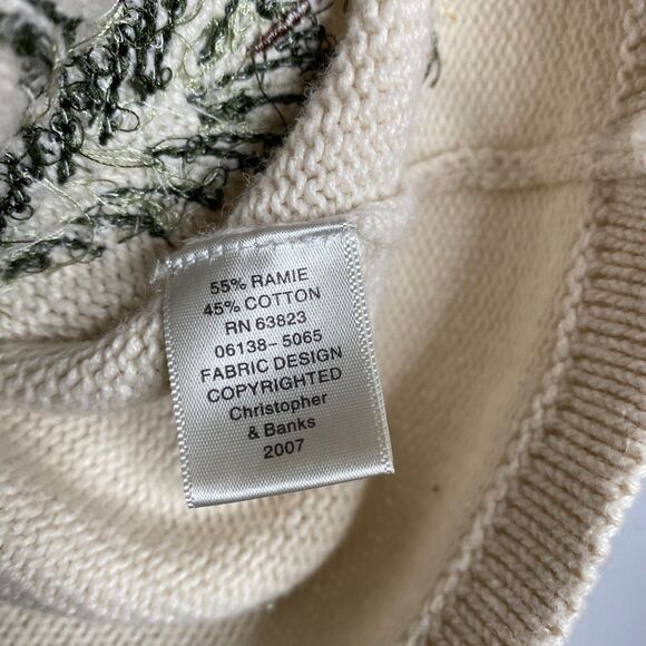 Christopher & Banks Winter Forest Cabin Full Button Sweater Cardigan Size L - Picture 9 of 14